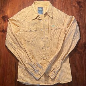 Yellow Plaid Hollister California Pearl Snap Western Shirt Sz Small